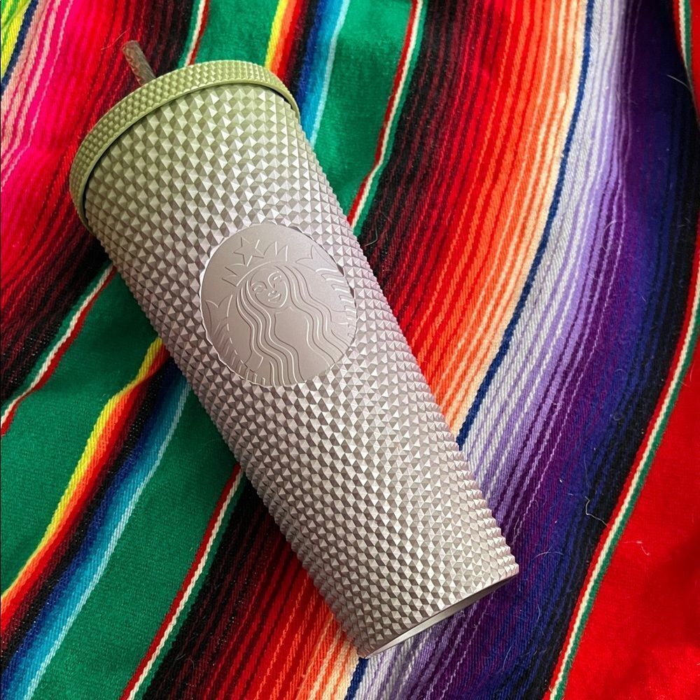 Starbucks Fall 2024 Green & Purple Metallic Venti STUDDED Tumbler Cold Cup 24oz